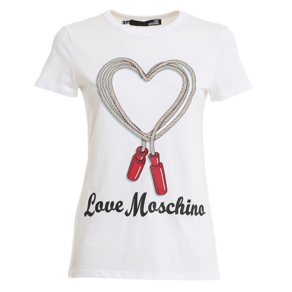 Love Moschino Heart Jump Rope Logo Tee Shirt Top 8